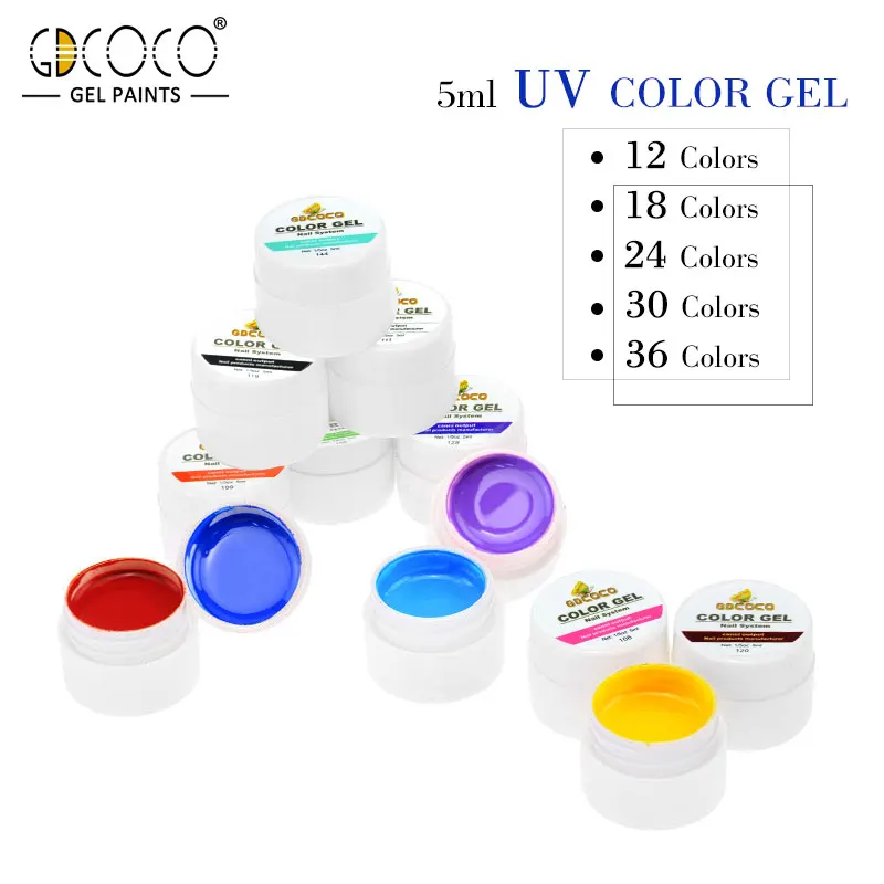 #20204 GDCOCO nail art design 36 color 5ml uv soak off paint uv gel ink