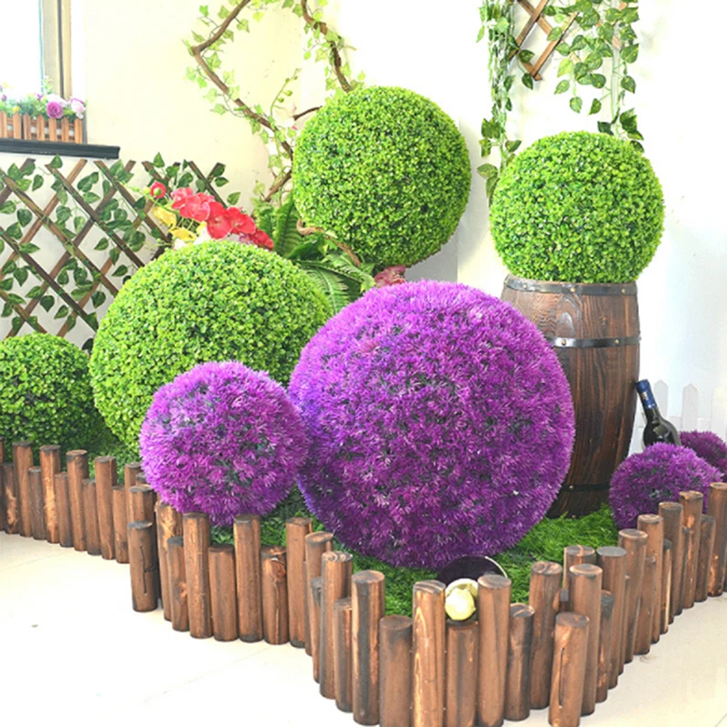 

1pc Green Artificial Plant Ball Topiary Tree Wedding Party Home Outdoor Decoration Plants Plastic Grass Ball Artificial Flowers