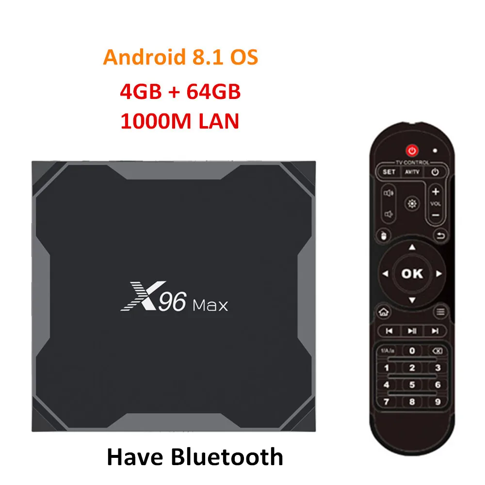 X96 MAX Smart Android 8,1 ТВ приставка Amlogic S905X2 4 Гб 64 Гб X96MAX 2,4G+ 5 ГГц Wifi 1000 м H.265 4 к медиаплеер X96 мини приставка - Цвет: 4G 64G