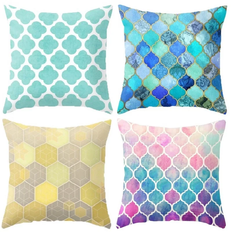 

Colorful Geometric Cushion Cover 45x45CM (18x18IN) Gradient Plaid Pillow Cover Pillow Case Home Decor
