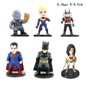 

Action Captain Marvel 6pcs/lot Figurine Model Toys Car Decoration Kids Gift Avengers Super Hero Ant-man Bat-man Superman Thanos