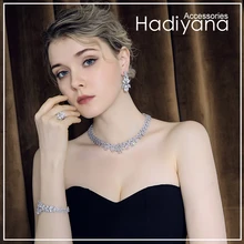 Hadiyana Bijoux Femme Ensemble Свадебные Ювелирные наборы для женщин сверкающий AAA циркон медь Модный комплект ювелирных изделий для подружки невесты CN184