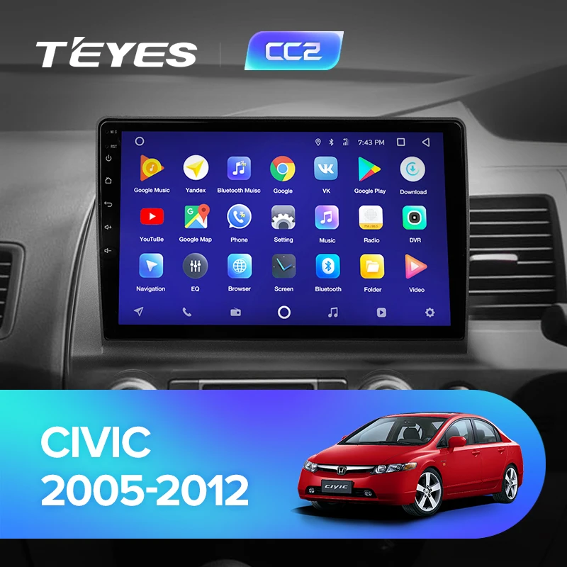 TEYES CC2 Штатная магнитола для Хонда Цивик 8 Honda Civic 8 FK FN FD 2005 2008 2009 2010 2012 Android 8.1, до 8-ЯДЕР, до 4+ 64ГБ 32EQ+ DSP 2DIN автомагнитола 2 DIN DVD GPS мультимедиа автомобиля головное устройство