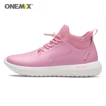 

ONEMIX Women Walking Shoes 3 in 1 set Shoes Outdoor Men Sneakers Soft Micro Fabric Leather Light sneakers Wimen's Shoes Pink