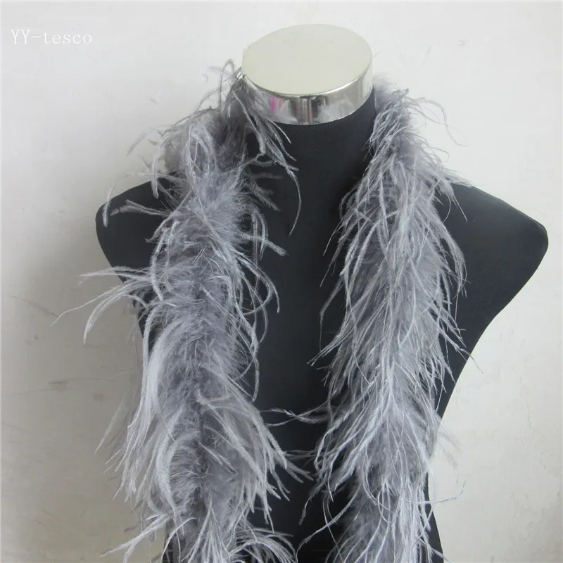 YY-tesco 2 м/лот 2 Слои розовый пушистые страусиные перья боа/отделка для вечерние/костюм/шаль/страуса - Цвет: gray
