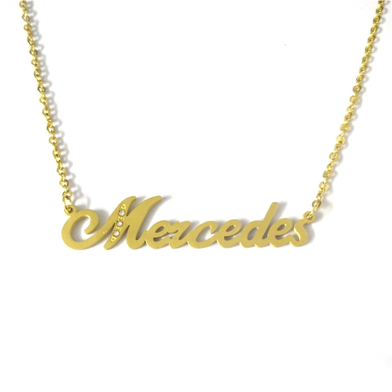 

FairLadyHood "Mercedes" Name Necklace Custom Personalized Gold Color Name Pendant & Necklace For Women And Wen Custom Jewelry