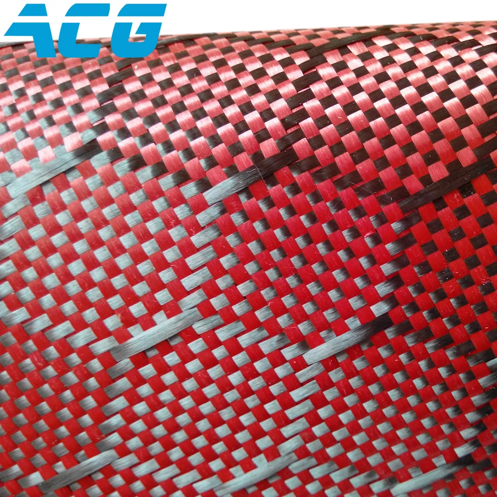 

Jacquard carbon fiber cloth for auto parts red kevar honey comb pattern