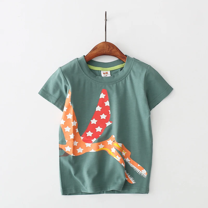 Летняя хлопковая детская футболка футболки для маленьких мальчиков и девочек Повседневная футболка с короткими рукавами и принтом велосипеда для мальчиков, Детская футболка для малыша, топы - Цвет: pterosaur