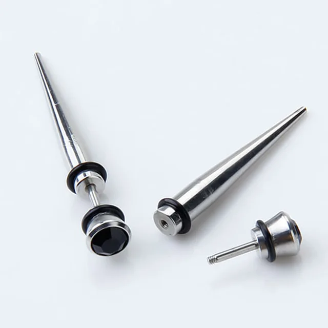 Pack Of 2 Cool Mens Earring Stud With Stainless Steel Black Onyx Pack Of 2 Cool Mens Earring Stud With Stainless Steel Black Onyx Fake Plug 2017 Ee