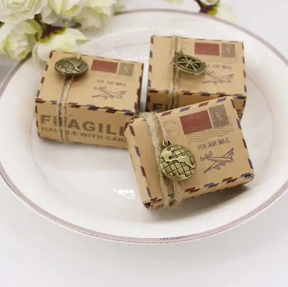 free shipping 6*4.5*3.5 cm VIA AIR mail box item craft paper party candy boxes for bridal shower ZJ16 | Дом и сад