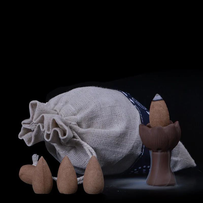 

45Pcs Cloth Bag Bullet Backflow Incense Cones 11 Kinds Of Scents Jasmine Sandalwood Rose Lavender Ocean Tower Incense