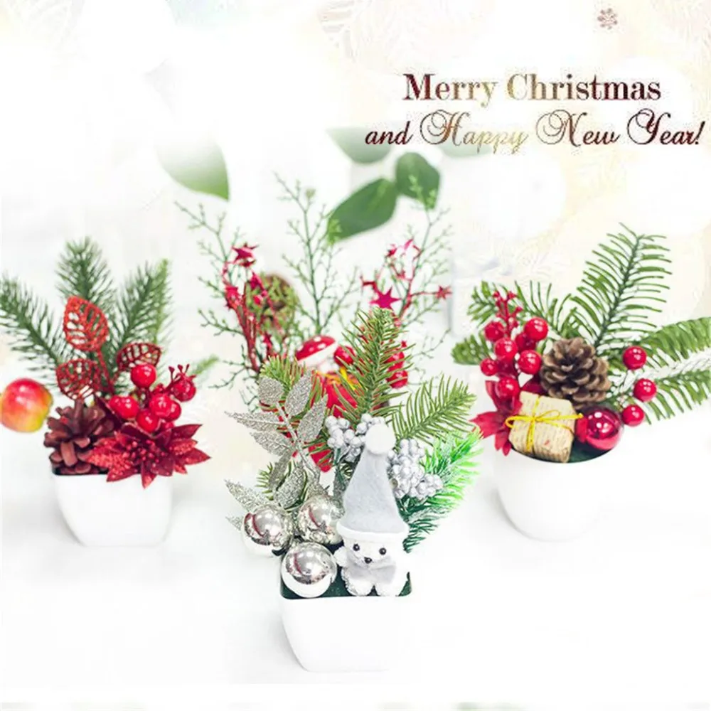 

Christmas New Year Home Decoration Crafts Table Desk Ornaments Flower Plants Craft Attractive Room Office Decorative Ornament 75