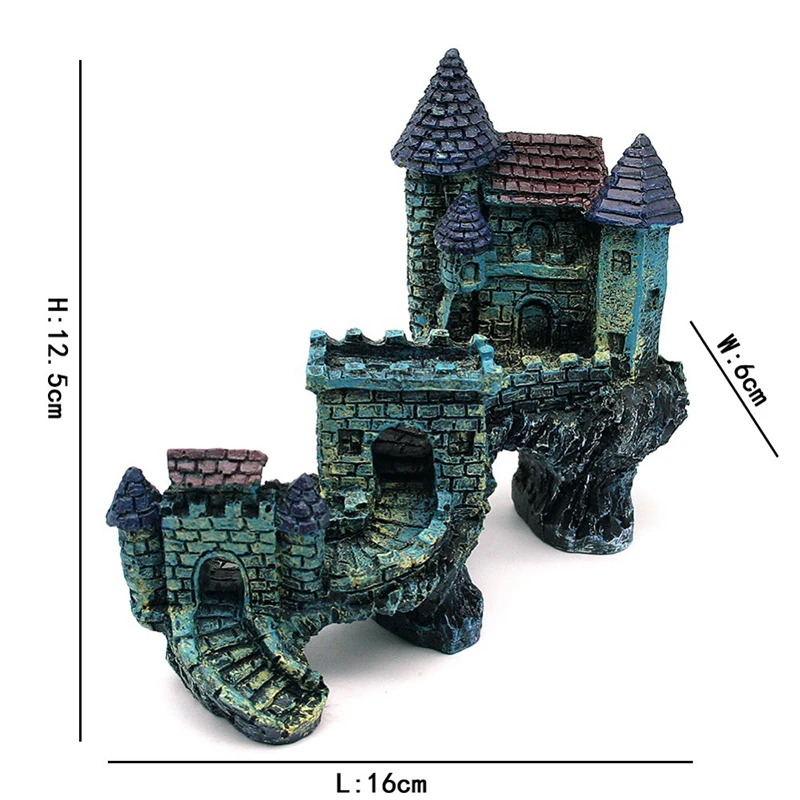 Beautiful Aquarium Decoration Ornament Ancient Castle Resin Background For Fish Tank Aquarium Accessories Live Fish Hide House10