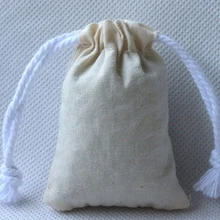 100 шт./партия,, маленькие украшения из хлопка, мешочек для подарка, хлопковый мешочек сумка со шнурками, косметический мешочек для украшений