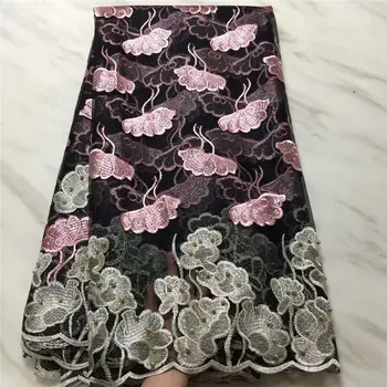 

2018 Latest French Nigerian Laces Fabric High Quality Tulle African Laces Fabric Wedding with Beads African French Tulle Lace