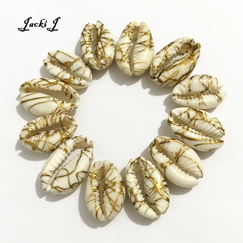 Новый принт натуральный Puka Cowrie морские бусы из ракушек золотой фольги раковины