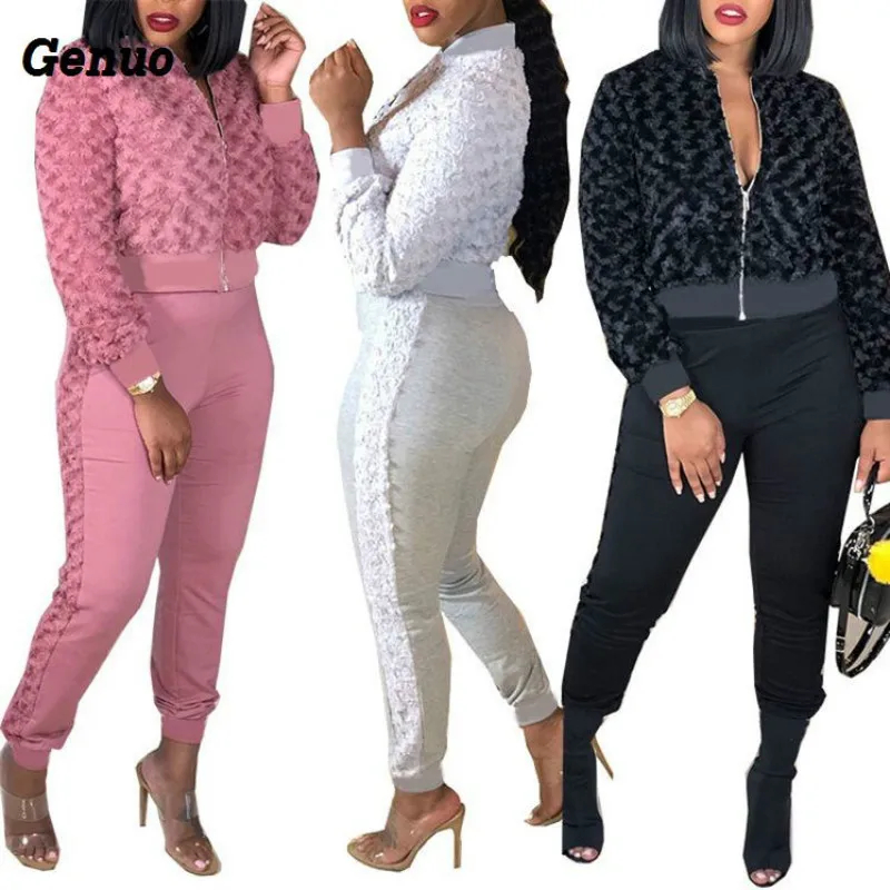 

Women Tracksuit Casual Two Piece Set Woman Long Sleeve Short Jacket Coat Top and Pant 2 Piece Set Outfits Women Clothing Set