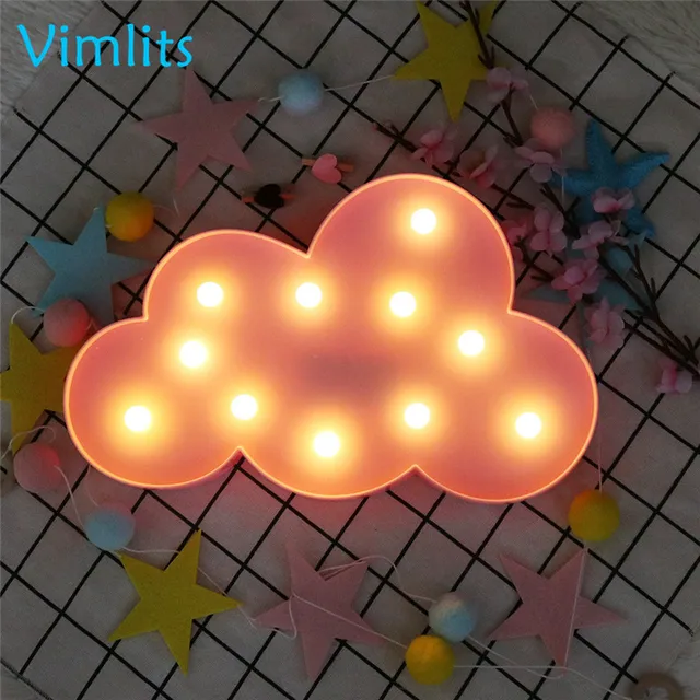Vimlits LED Night Light Cloud Lamp Luminaria Cute Pink Blue White Nightlight Battery Novelty
