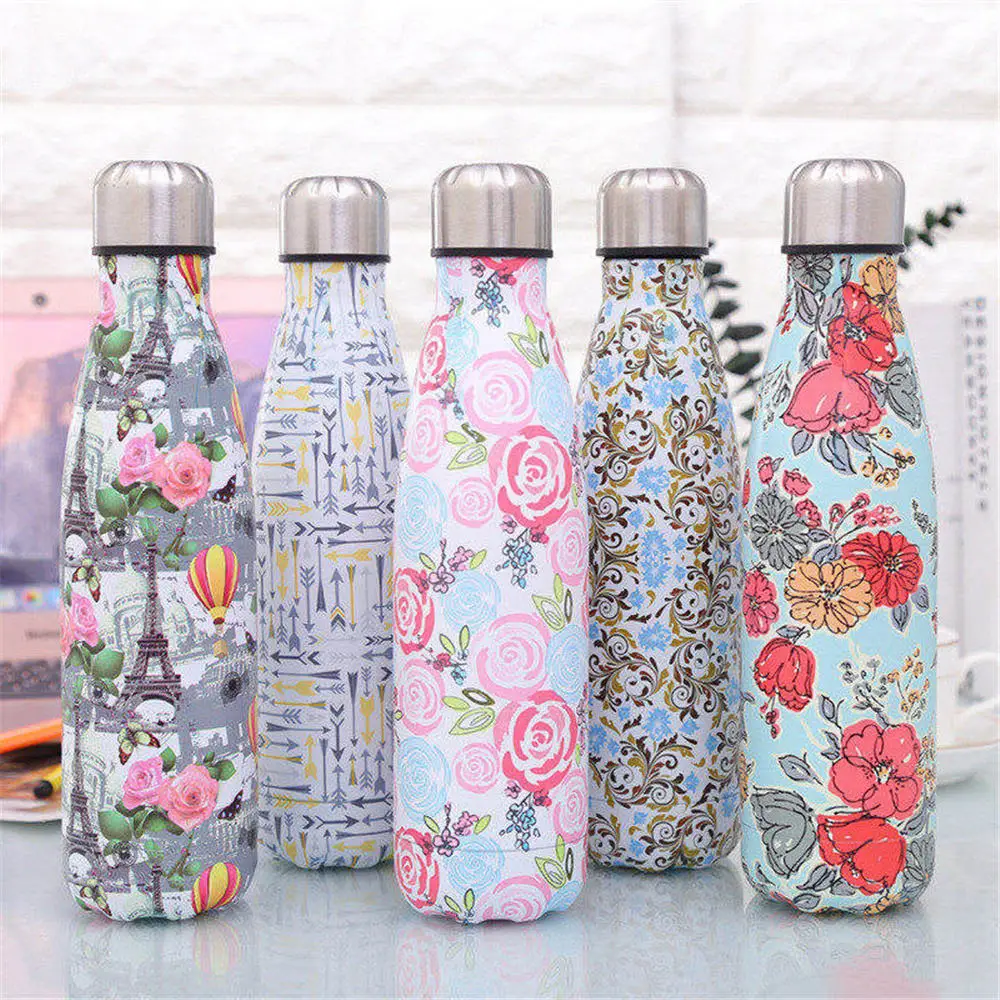 

Floral High Quality Water Bottle Tower Printed Thermos Tea Beer Coffee Cup Vacuum Flask Stainless Steel Insulated Drink Bottle
