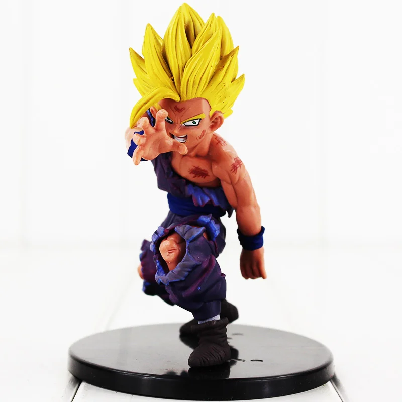 

12cm Anime Dragon Ball Z Gohan Figure Toy Son Gohan Dramatic Showcase Battle Damaged Super Saiyan DBZ Model Doll With Base