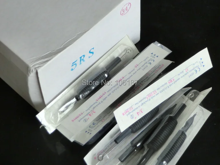 

40Pcs 5RS Black Silicon Grip Tattoo Needle & Tube Tips 19mm 3/4" Disposable Tattoo Grips Tubes Tips With Needles