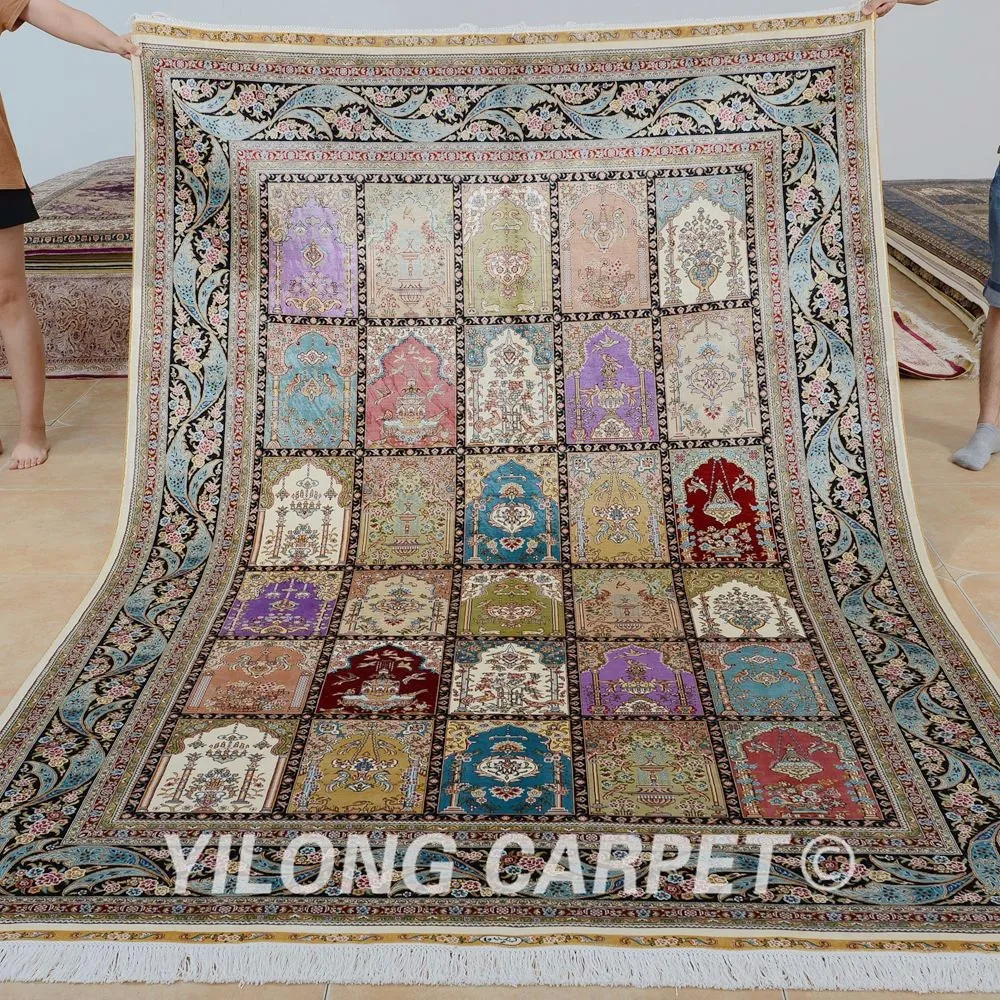 Yilong 6'x9' Турецкий Дизайн сада шелковый ковер винтажный традиционный связанный вручную ковер шелк(0735