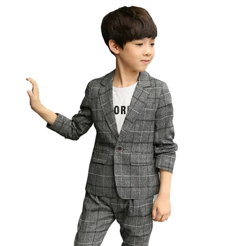 

Boy Blazers Kids Children Suits 2019 Spring Boys Formal Long Sleeve Plaid Boys Suits for Weddings Fashion Children Clothes 4-12T