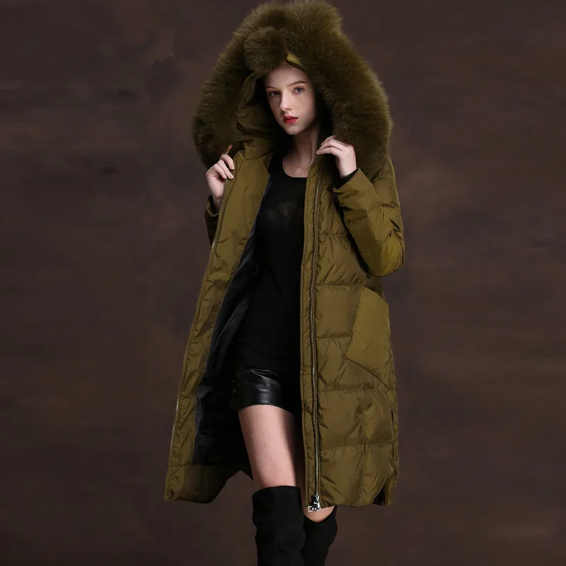 AYUNSUE, женский длинный пуховик, теплое зимнее пальто, женские куртки, большой натуральный Лисий мех, воротник, парка, jaqueta feminina inverno 83298
