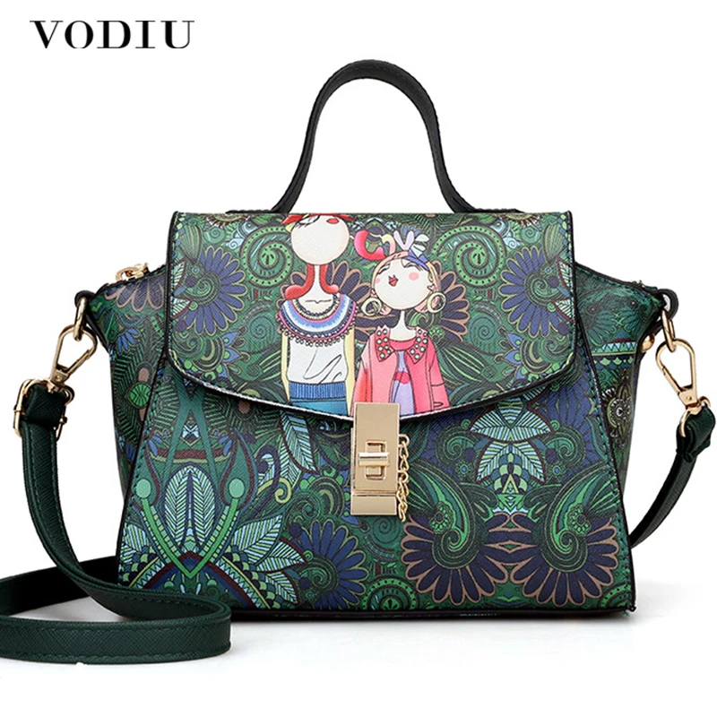 Women Handbags Leather Bags Women Shoulder Bag Crossbody Handbags Messenger Cartoon Pattern ...