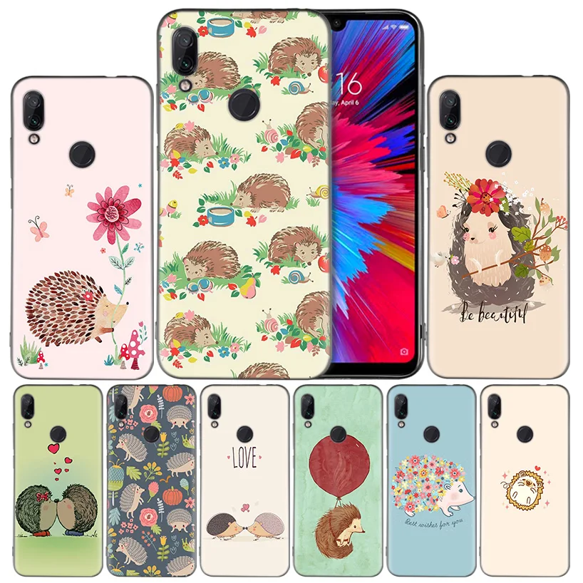 

Hedgehog Cute Black Silicone Case Cover for Xiaomi Mi 9 8 Play A1 A2 Redmi Note 7 6 6A 5 Plus S2 GO Lite Pro Pocophone F1 Fundas