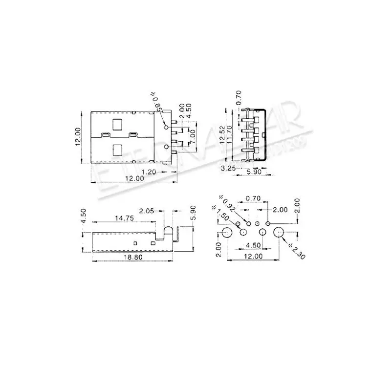 Мини-usb 2,0 V8 Тип B микро плоскостопие 5PIN после 2PIN сварки прямой вертикальный разъем иглы сварки провода PCB DIY