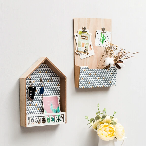 جديد! عالية الجودة Ins بسيطة الأوروبية تصميم خشبية جدار علبة مفاتيح و حامل المجلات جدار تخزين Orgianizer مفكرة صندوق حامل