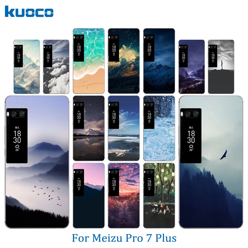 Silicone TPU Phone Cases 5.7 inch For Meizu Pro 7 Plus Landscape Pattern Back Cover Soft Ultra Thin Clear Full Protection Funda |