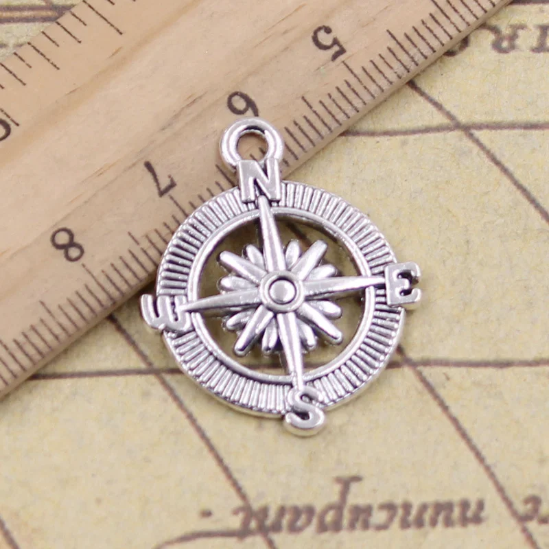

8pcs/lot Charms compass 28x24mm Tibetan Silver Pendants Crafts Making Findings Handmade Antique Jewelry DIY for Necklace