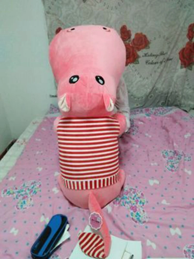 Dorimytrader Huge Soft Animal Lying Hippo Plush Toy Big Cartoon Hippos Doll Animals Pillow Gift for Girls and Boys Decoration 180cm 71inch DY61966 (17)