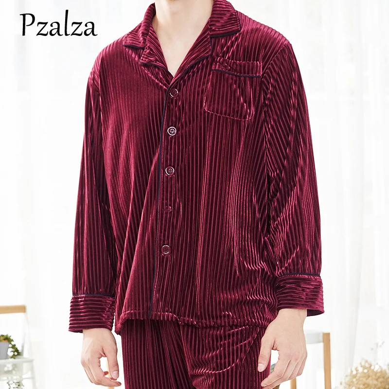 Пижамы Для мужчин зимняя рубашка с длинными рукавами+ брюки Для мужчин детские пижамы набор мягкого велюра Для мужчин Пижама домашняя одежда красный зеленый коричневый L XL, XXL