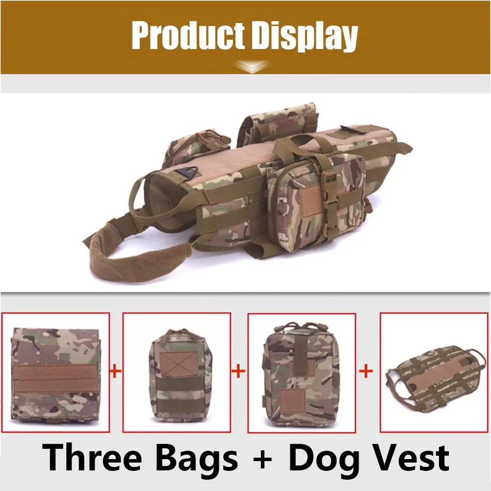 

Tactical Dog Training Vest Suits Adjustable Molle System Camouflage Hunting Vest Harness Military Dog Clothes Kits Bags