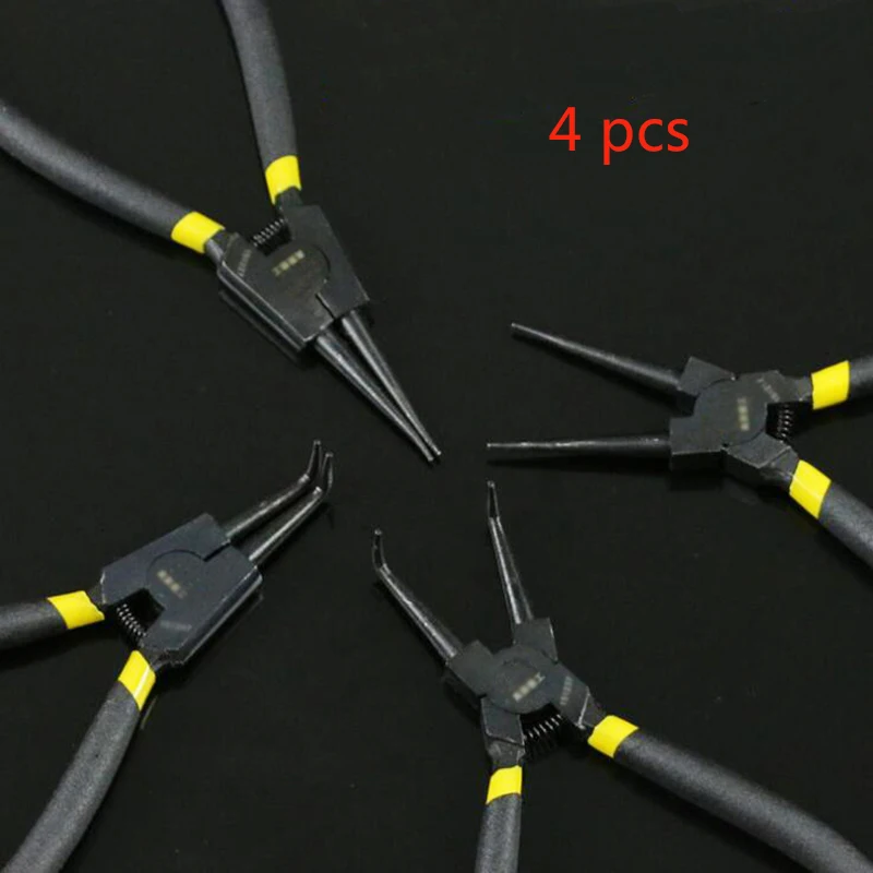 

4Pcs 7' Snap Ring Pliers Set Curved Straight Tip Circlip Combination Retaining Clip Mechanical Tools
