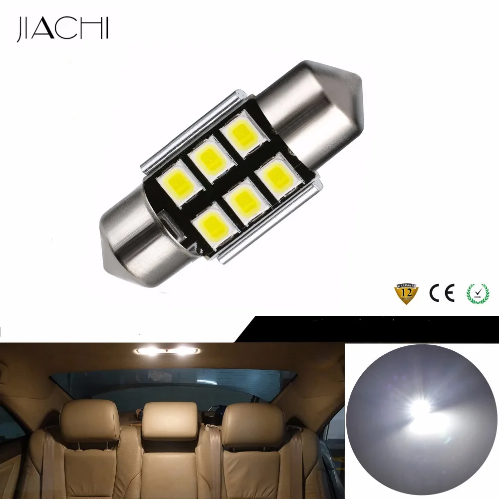 JIACHI 100 x Авто Светодиодные Автомобильные лампы типа фестон 31 мм C5W 2835SMD 6 чипов CANBUS