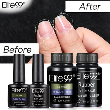 

Elite99 30ml Fast Dry Varnish Rubber Base Coat Rubber Top Coat 10ml No Clean Shiny Topcoat Gel Nail Polish for Nail Art Design
