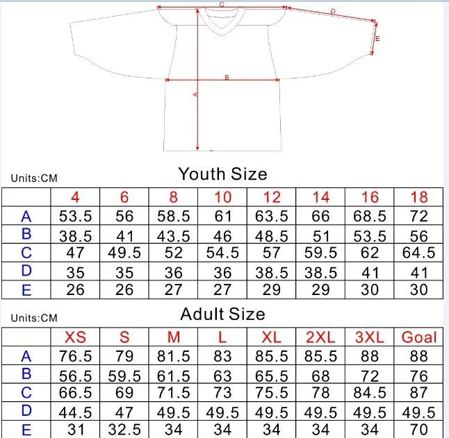 hockey jersey size
