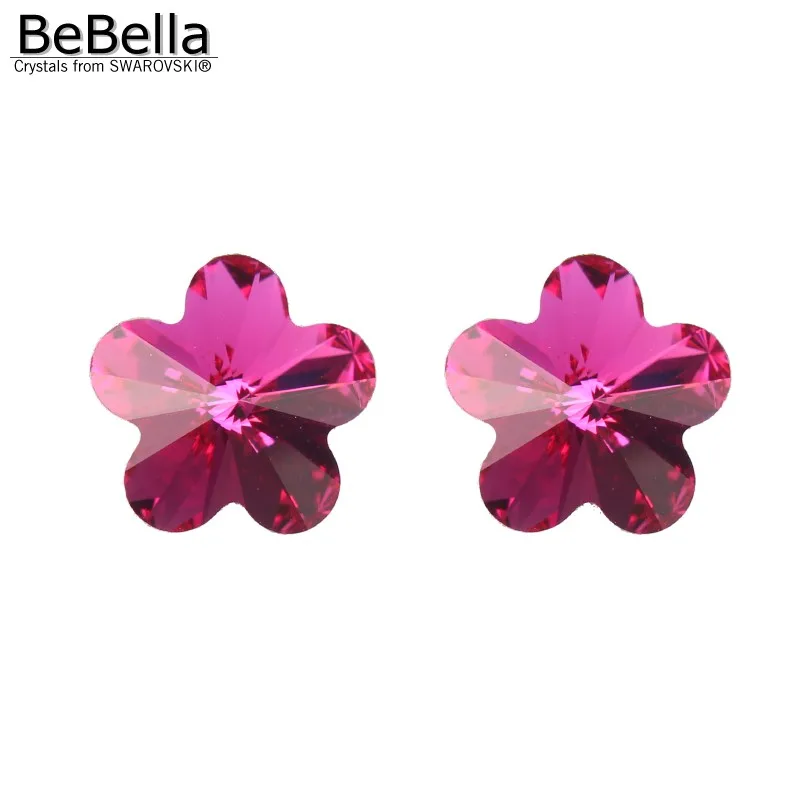 Женские серьги гвоздики с кристаллами Сваровски цветком сливы|flower stud earrings|stud