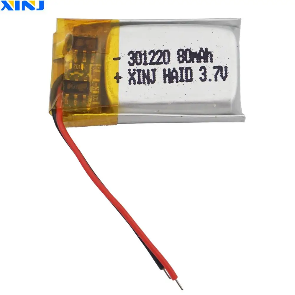 

XINJ 3.7V 80mAh Li Polymer Battery Li po 301220 For mp3 pen watches speaker headphones GPS Sat Nav driving recorder bluetooth