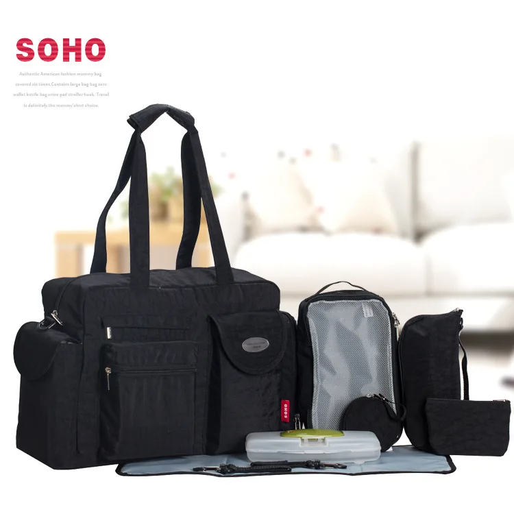 

SOHO water washing mummy bag multi-function large capacity out of the mother bag hand bag back fashion travel package