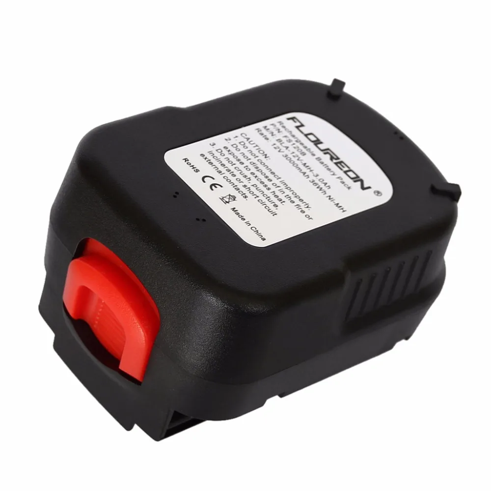 FLOUREON For BLACK & DECKER 12V 3000mAh Ni MH Drill