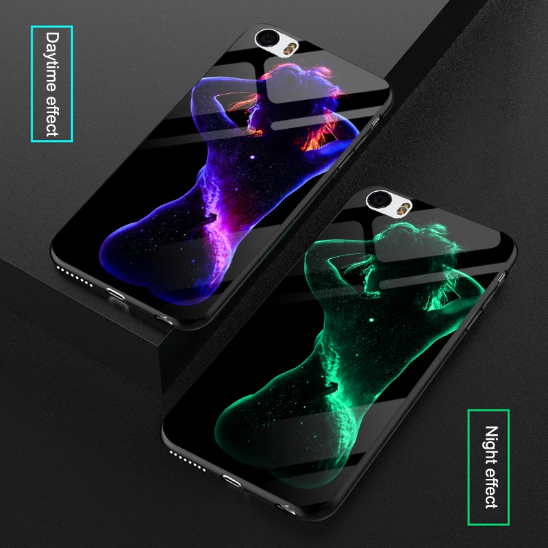 Светящийся стеклянный чехол для XiaoMi Mi 5 5S Plus 5X A1 6 6X A2 Lite сексуальная девушка