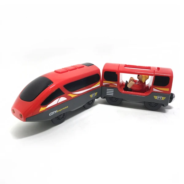 X16 Детский Электрический поезд игрушки Электрический удаленный контроль электрическая Магнитная link совместимы деревянная трасса красный Электрический поезд для мальчиков Игрушка - Цвет: Белый