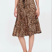 Женская стильная плиссированная юбка с леопардовым принтом со змеиным принтом; faldas mujer; эластичная резинка на талии; повседневные юбки до середины икры