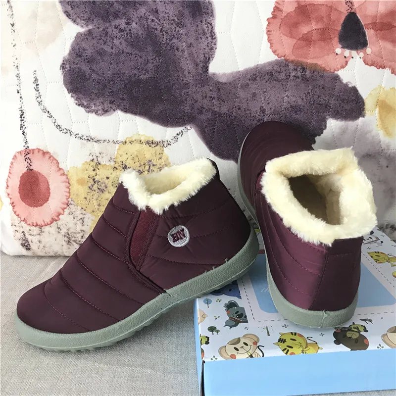 

Fashion Keeping Warm Waterproof Slip on Lightweight Women Snow Boots Shoes Women Ankle Boots Winter Flat 35 49 Plus Size Shoe