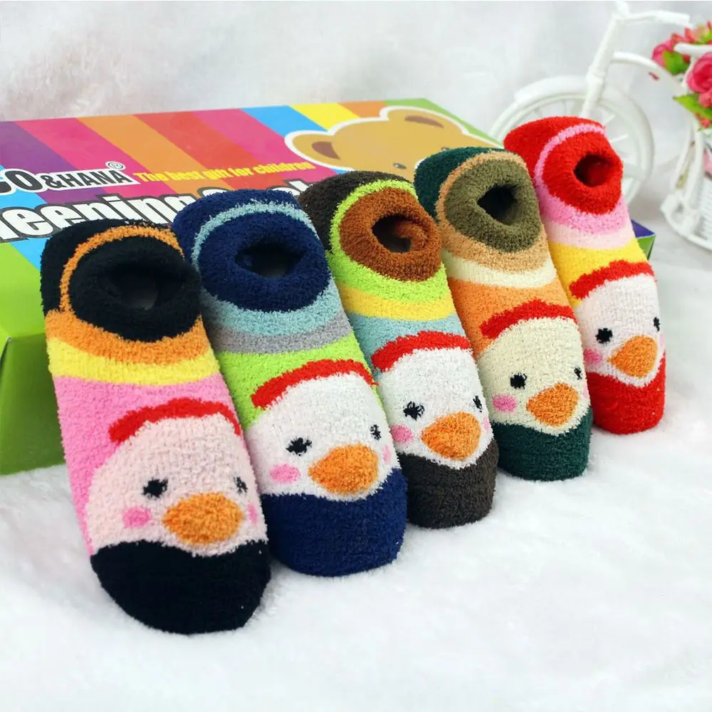 Fashion Thick Coral Velvet Animal Socks Non slip Floor Baby Socks for 1